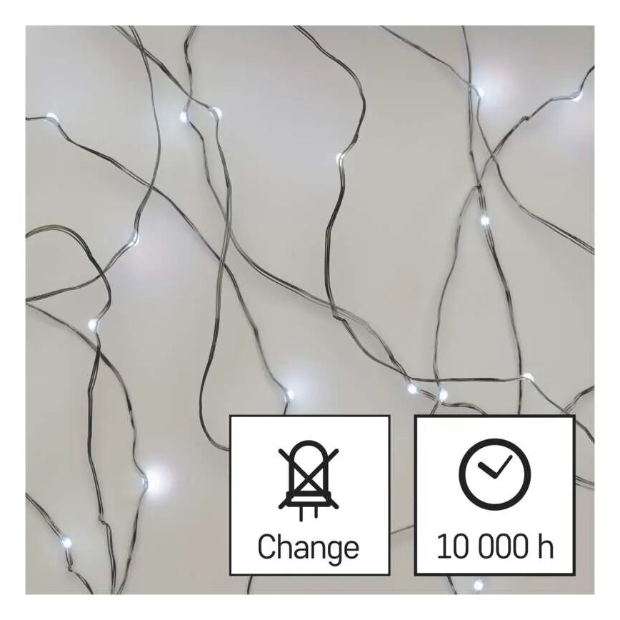 LED  guirlande 20xLED/2xAA 2,4m blanc froid