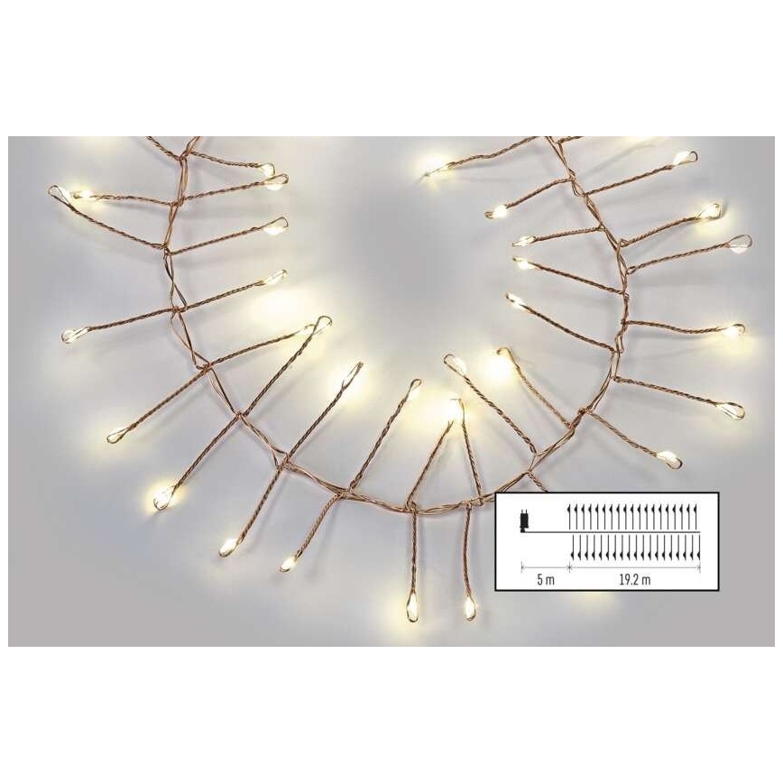 LED Guirlande d'extérieur 1920xLED/8 fonctions 19,2m IP44 blanc chaud