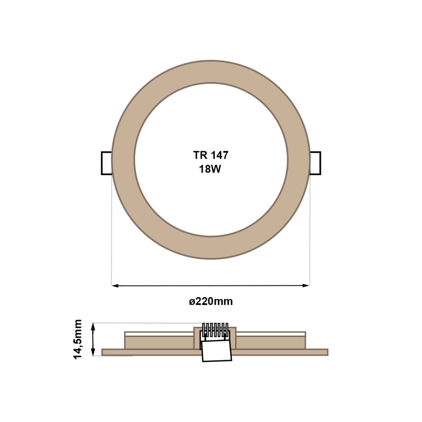 LED Hang plafondverlichting CIRCLE LED/18W/230V 4200K diameter 22 cm bruin