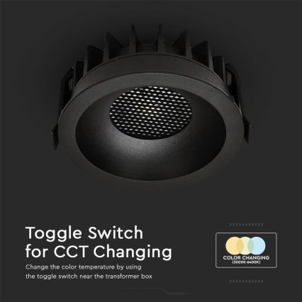 LED Hang plafondverlichting LED/18W/230V 3000/4000/6400K ø 10,6 cm zwart