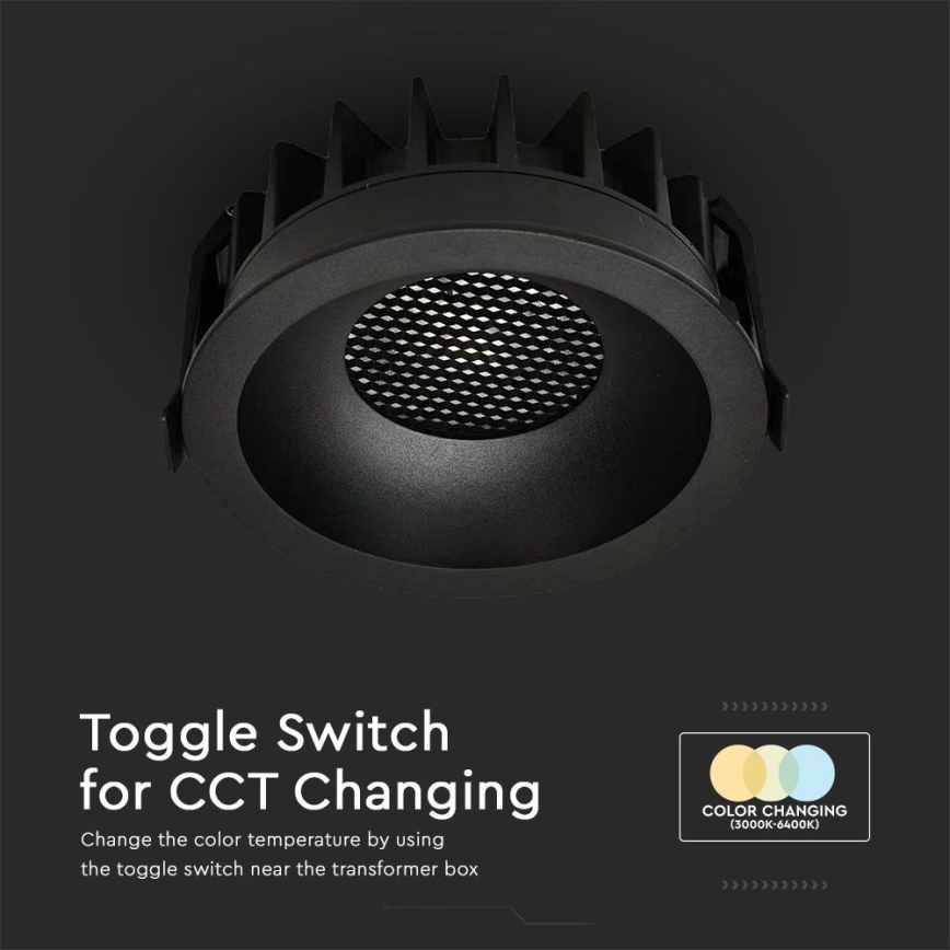 LED Hang plafondverlichting LED/18W/230V 3000/4000/6400K ø 10,6 cm zwart