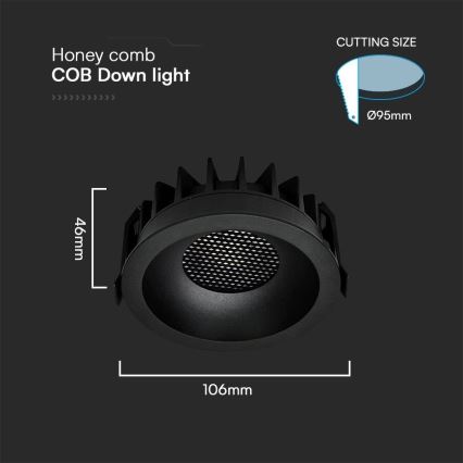 LED Hang plafondverlichting LED/18W/230V 3000/4000/6400K ø 10,6 cm zwart