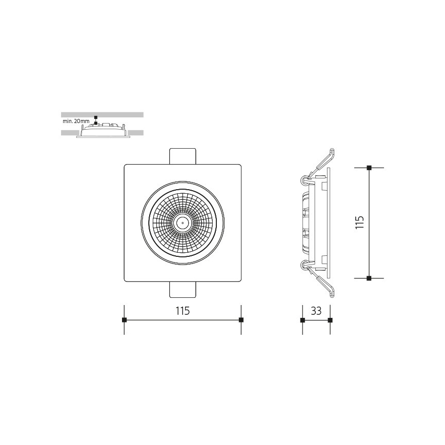 LED Hang plafondverlichting LED/18W/230V 3000K 11,5x11,5 cm zwart
