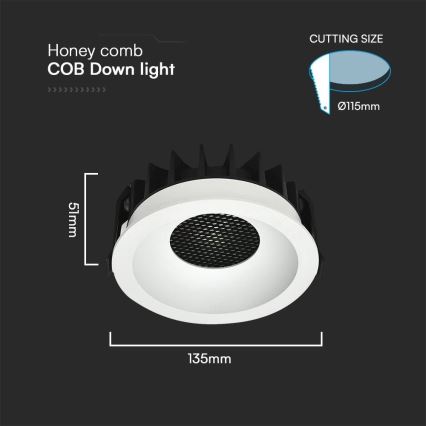 LED Hang plafondverlichting LED/24W/230V 3000/4000/6400K ø 13,5 cm wit