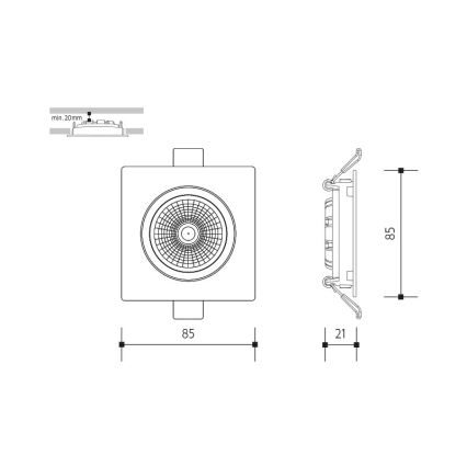LED Hang plafondverlichting LED/6W/230V 3000K 8,5x8,5 cm zwart