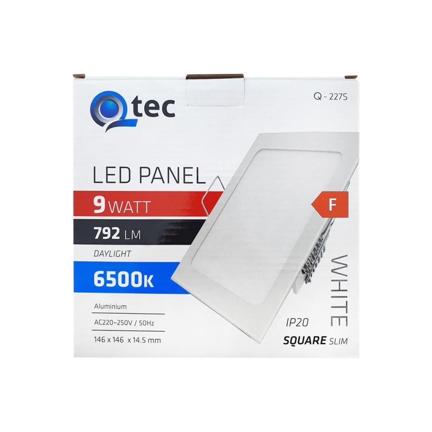 LED Hang plafondverlichting QTEC LED/9W/230V 6500K 14,6x14,6 cm