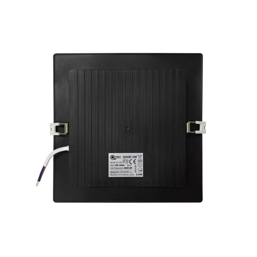 LED Hang plafondverlichting SQUARE LED/18W/230V 4000K 22x22 cm zwart