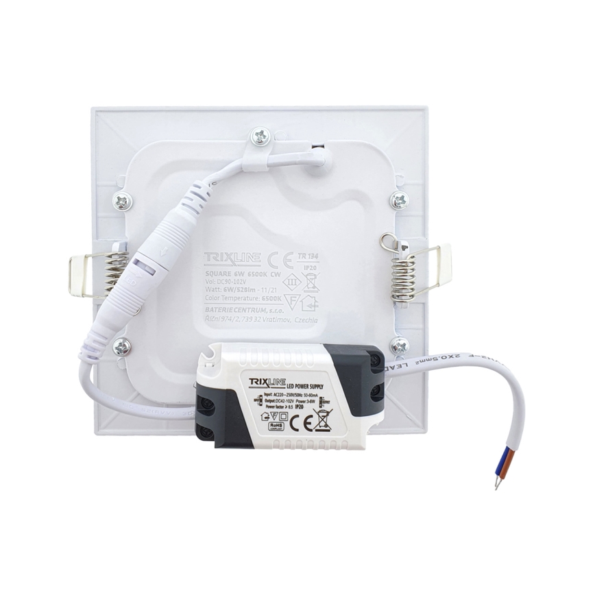 LED Hang plafondverlichting SQUARE LED/6W/230V 6500K 11,8x11,8 cm wit