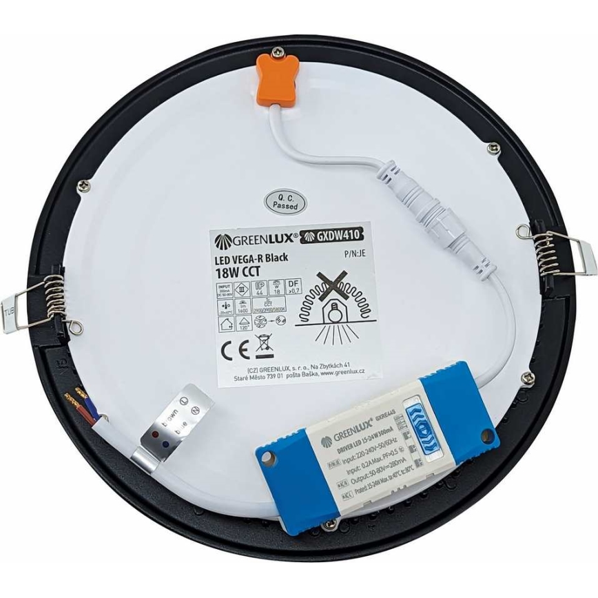 LED Hang plafondverlichting VEGA LED/18W/230V 2900/3900/5800K diameter 22,5 cm zwart