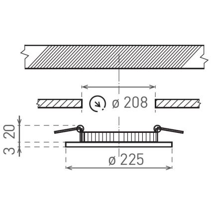 LED Hang plafondverlichting VEGA LED/18W/230V 2900/3900/5800K diameter 22,5 cm zwart