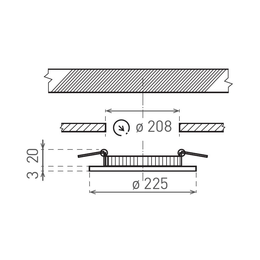 LED Hang plafondverlichting VEGA LED/18W/230V 2900/3900/5800K diameter 22,5 cm zwart