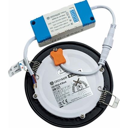 LED Hang plafondverlichting VEGA LED/6W/230V 2900/3900/5800K diameter 12,5 cm zwart