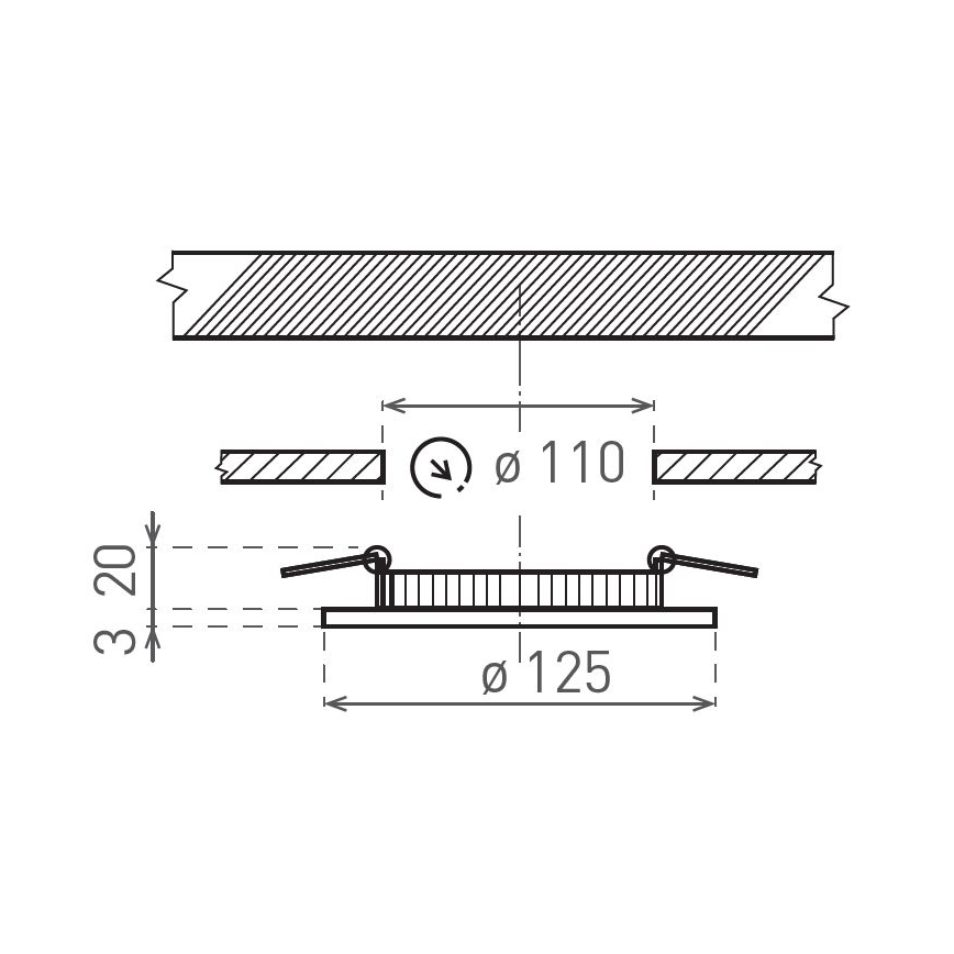 LED Hang plafondverlichting VEGA LED/6W/230V 2900/3900/5800K diameter 12,5 cm zwart