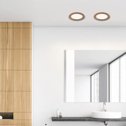 LED Hang plafondverlichting WOODY SPOT LED/16,5W/230V 4000K walnoot ø 18,5 cm