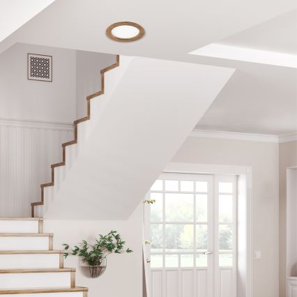LED Hang plafondverlichting WOODY SPOT LED/16,5W/230V 4000K walnoot ø 18,5 cm