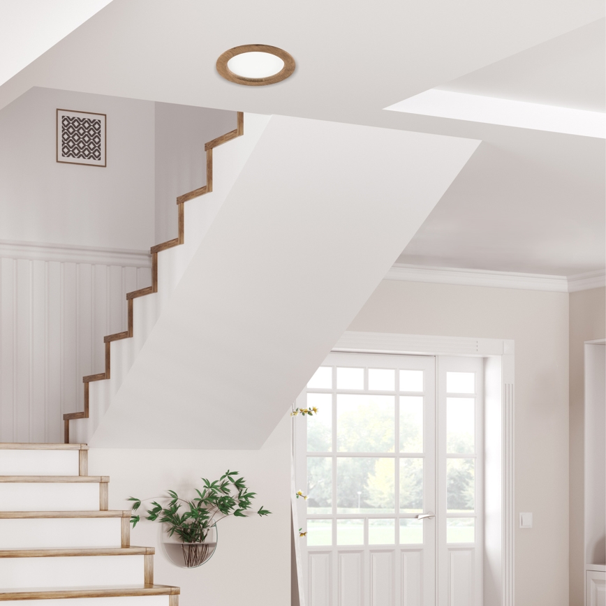 LED Hang plafondverlichting WOODY SPOT LED/16,5W/230V 4000K walnoot ø 18,5 cm