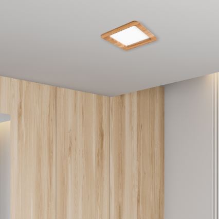 LED Hang plafondverlichting WOODY SPOT LED/17W/230V 3000K eiken 18,5x18,5 cm