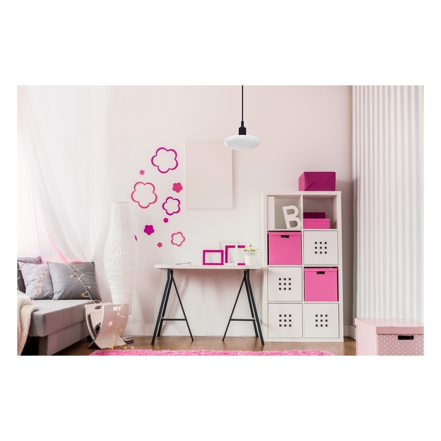 LED Hanglamp aan draad ALBENE 1xE27/18W/230V zwart