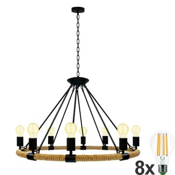 LED Hanglamp aan een ketting ROPE ARTHUR 8xE27/6W/230V