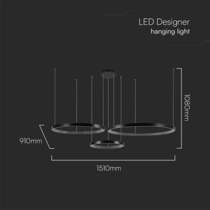 LED Hanglamp aan een koord 3xLED/19W/230V 3000K zwart