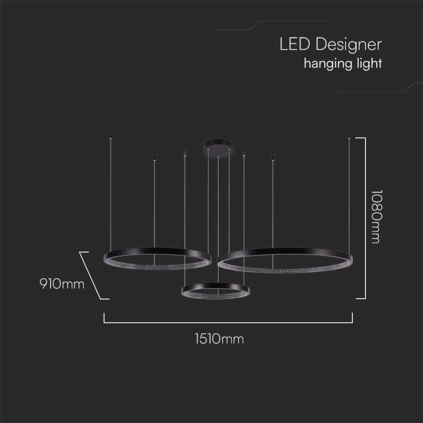 LED Hanglamp aan een koord 3xLED/19W/230V 4000K zwart