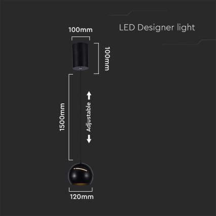 LED Hanglamp aan een koord aanraken LED/8,5W/230V 3000K zwart