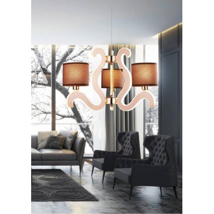 LED Hanglamp aan een koord AMBROSIA 3xE14/40W/230V + LED/18,4W koper