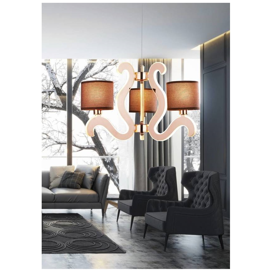 LED Hanglamp aan een koord AMBROSIA 3xE14/40W/230V + LED/18,4W koper