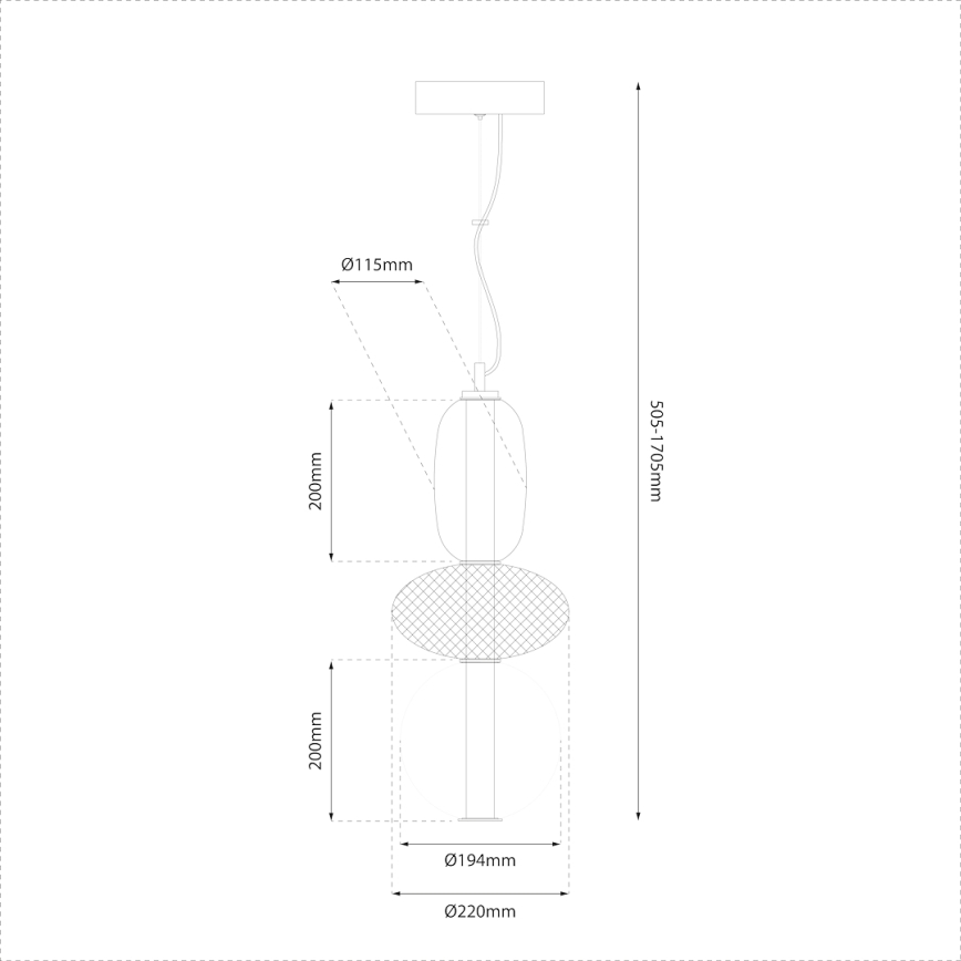 LED Hanglamp aan een koord ARAME LED/23W/230V diameter 22 cm zwart