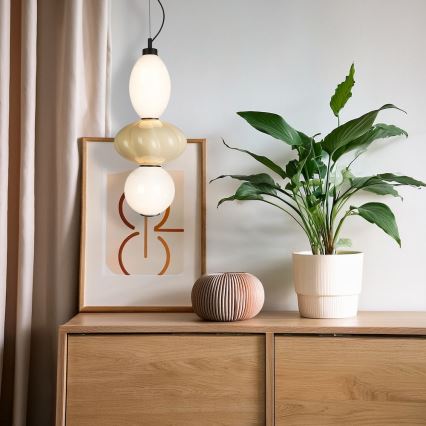 LED Hanglamp aan een koord ASCOLI LED/18W/230V diameter 20 cm beige