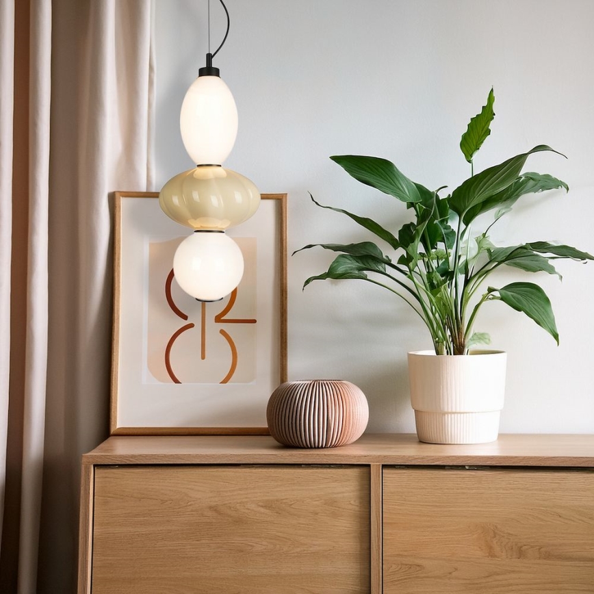 LED Hanglamp aan een koord ASCOLI LED/18W/230V diameter 20 cm beige