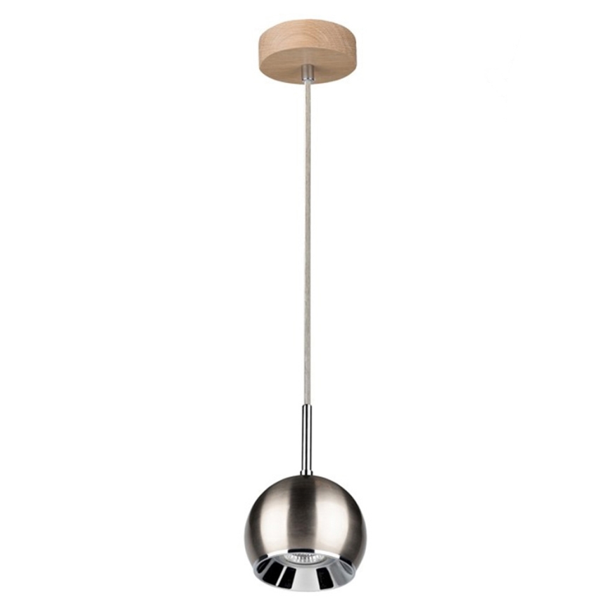 LED Hanglamp aan een koord BALL WOOD 1xGU10/5W/230V mat eiken
