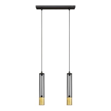 LED Hanglamp aan een koord BARS 2xGU10/4,8W/230V zwart/gouden