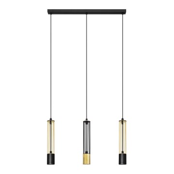 LED Hanglamp aan een koord BARS 3xGU10/4,8W/230V zwart/goud