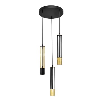 LED Hanglamp aan een koord BARS 3xGU10/4,8W/230V zwart/goud