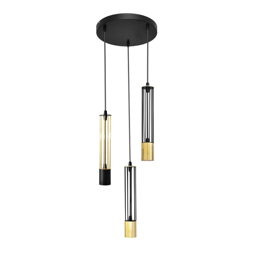 LED Hanglamp aan een koord BARS 3xGU10/4,8W/230V zwart/goud