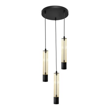 LED Hanglamp aan een koord BARS 3xGU10/4,8W/230V zwart/goud