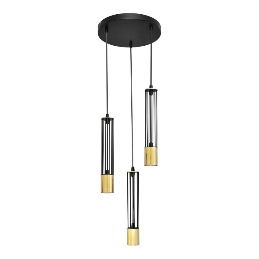 LED Hanglamp aan een koord BARS 3xGU10/4,8W/230V zwart/goud