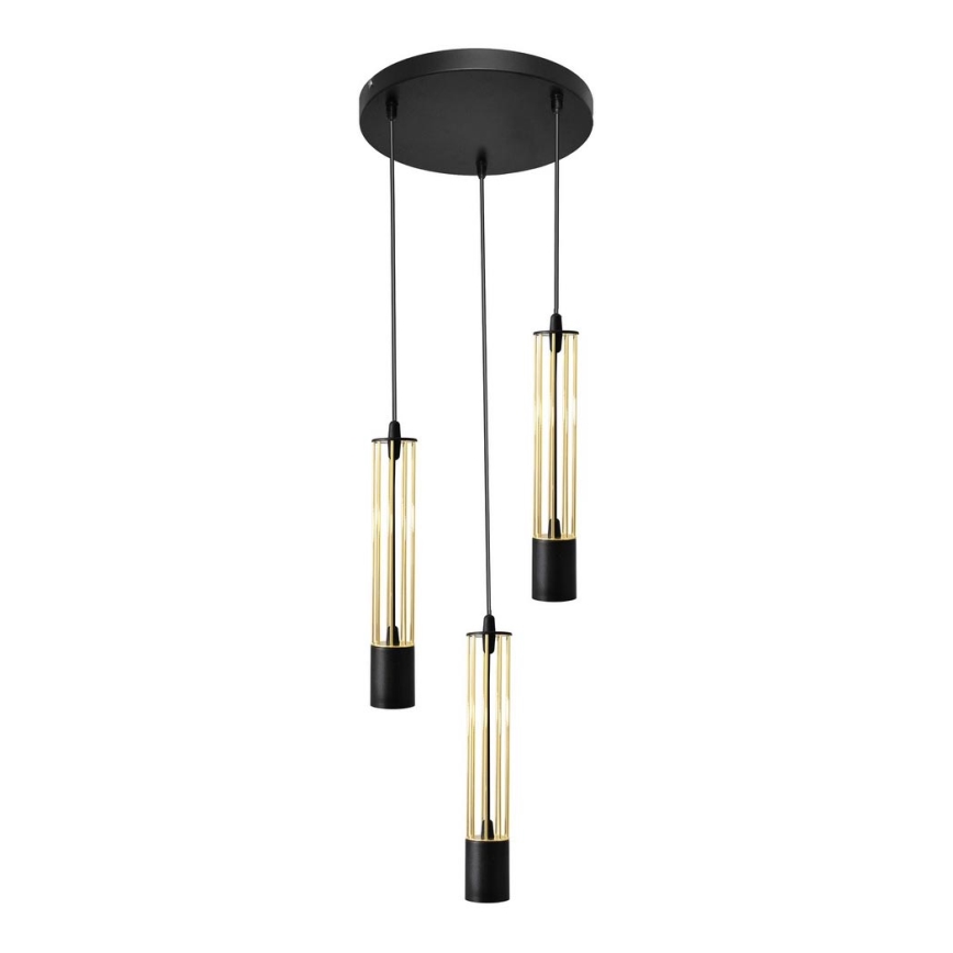 LED Hanglamp aan een koord BARS 3xGU10/4,8W/230V zwart/gouden
