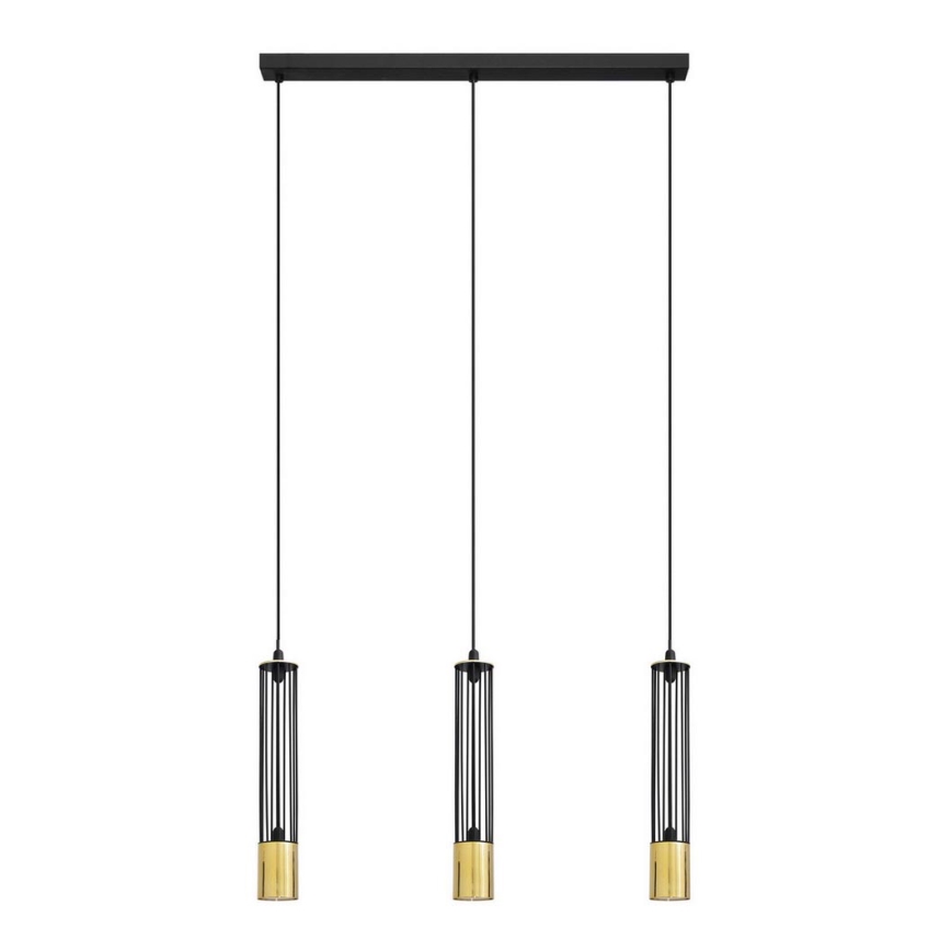 LED Hanglamp aan een koord BARS 3xGU10/4,8W/230V zwart/gouden