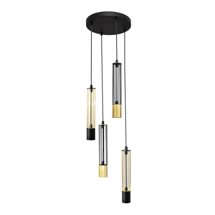LED Hanglamp aan een koord BARS 4xGU10/4,8W/230V zwart/goud