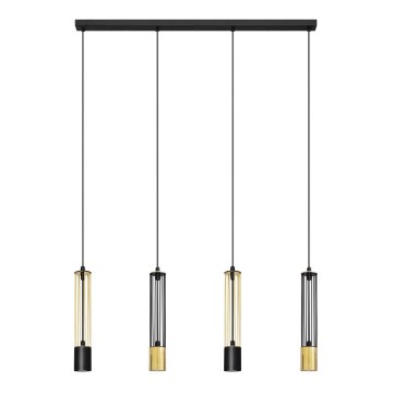 LED Hanglamp aan een koord BARS 4xGU10/4,8W/230V zwart/gouden