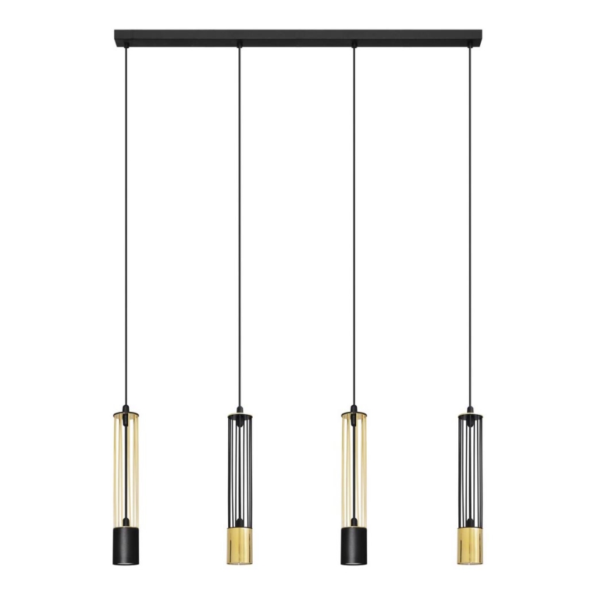 LED Hanglamp aan een koord BARS 4xGU10/4,8W/230V zwart/gouden