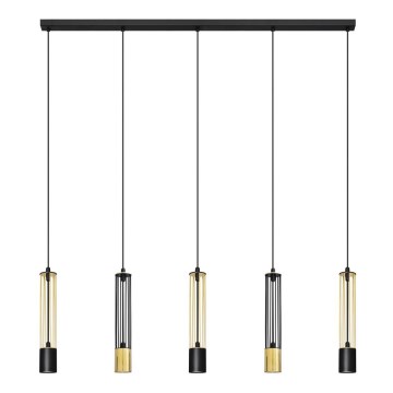 LED Hanglamp aan een koord BARS 5xGU10/4,8W/230V zwart/goud