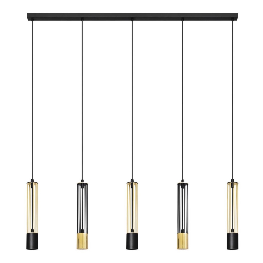 LED Hanglamp aan een koord BARS 5xGU10/4,8W/230V zwart/goud