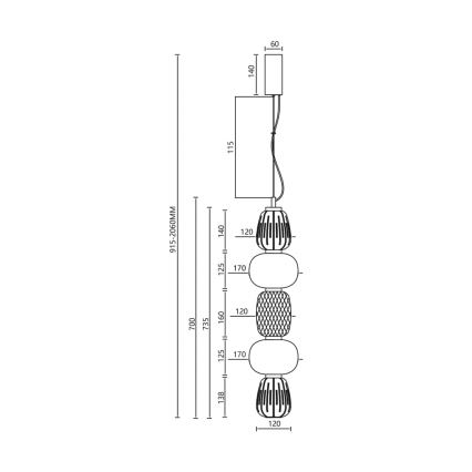 LED Hanglamp aan een koord CARO LED/40W/230V goud