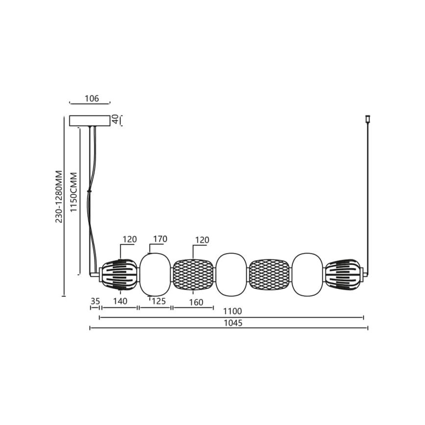 LED Hanglamp aan een koord CARO LED/42W/230V glanzend chroom