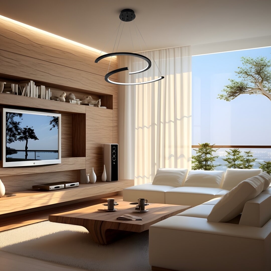 LED Hanglamp aan een koord DOUBLEMOON LED/30W/230V zwart