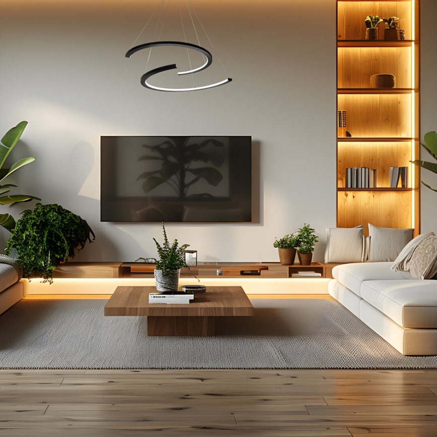 LED Hanglamp aan een koord DOUBLEMOON LED/30W/230V zwart