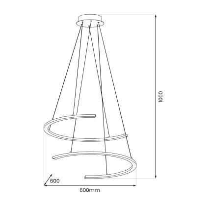 LED Hanglamp aan een koord DOUBLEMOON LED/30W/230V zwart